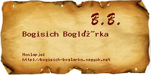 Bogisich Boglárka névjegykártya